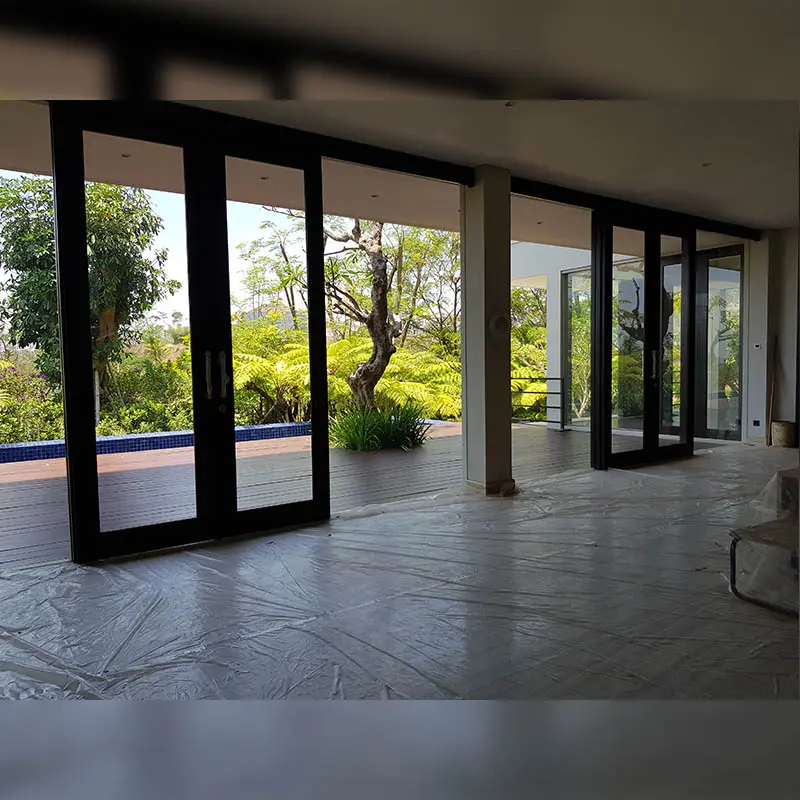 Project Pintu Kaca Lipat Kayu Villa Puncak Tidar Malang