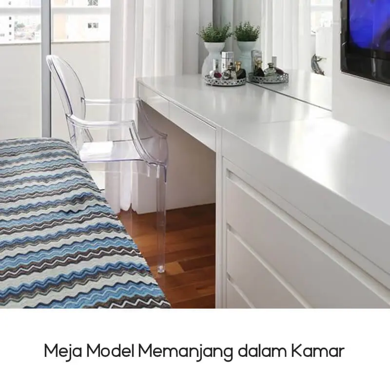 3. Meja model memanjang dalam kamar 